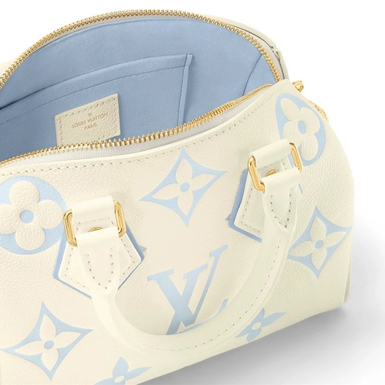 Replica bags Louis Vuitton M46883 Speedy Bandoulière 20 Bicolor Monogram Empreinte Leather Blue