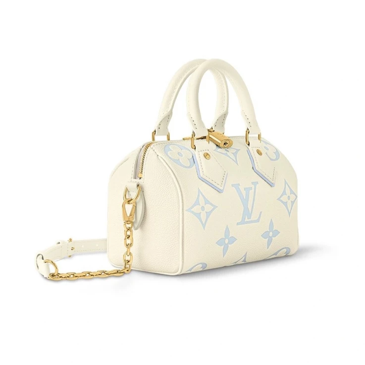 Replica bags Louis Vuitton M46883 Speedy Bandoulière 20 Bicolor Monogram Empreinte Leather Blue