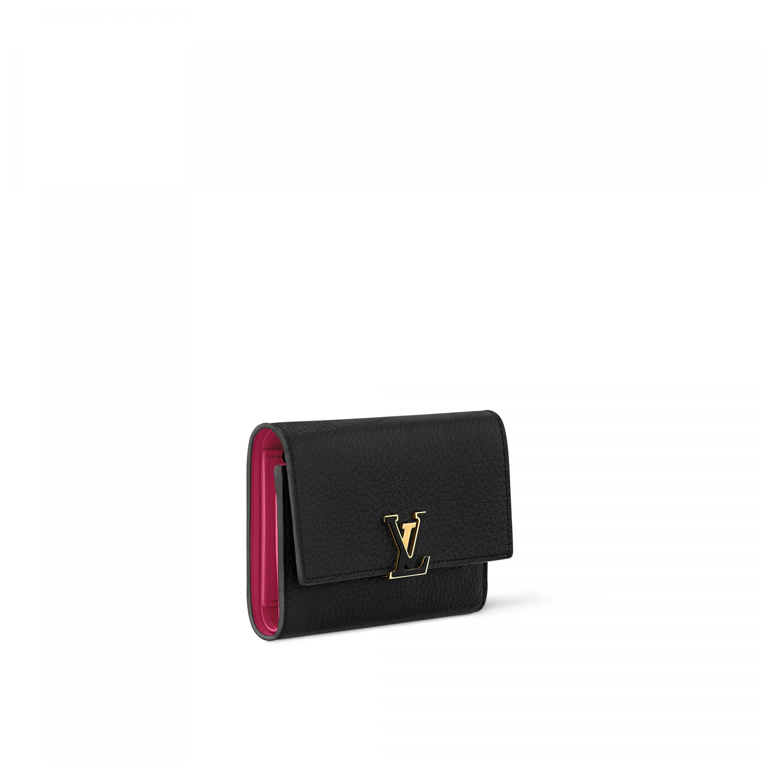 Louis vuitton locations Louis Vuitton M62157 Capucines Compact Wallet Black Pink