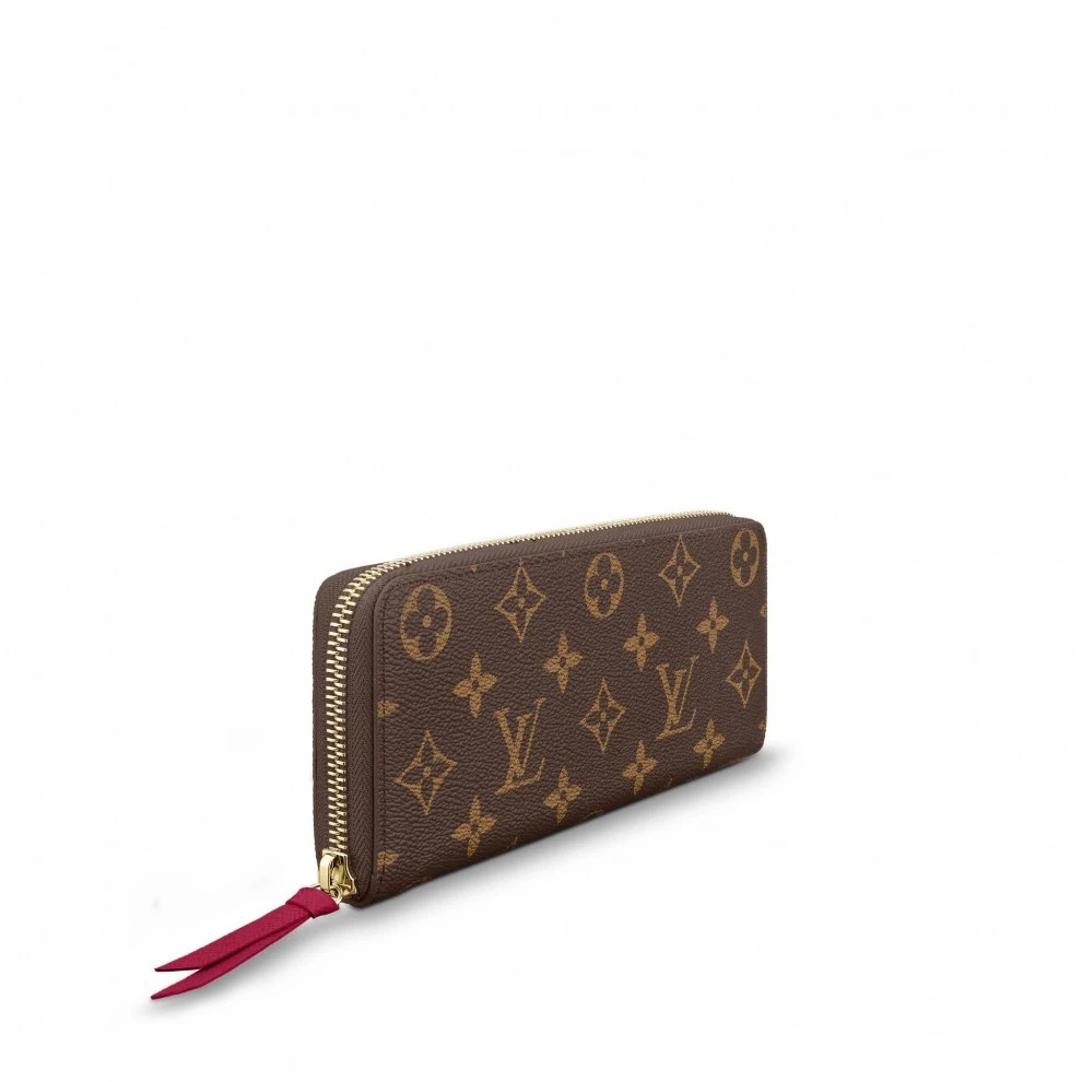 Top lv Louis Vuitton Monogram Canvas Clemence Wallet M60742 Fuchsia