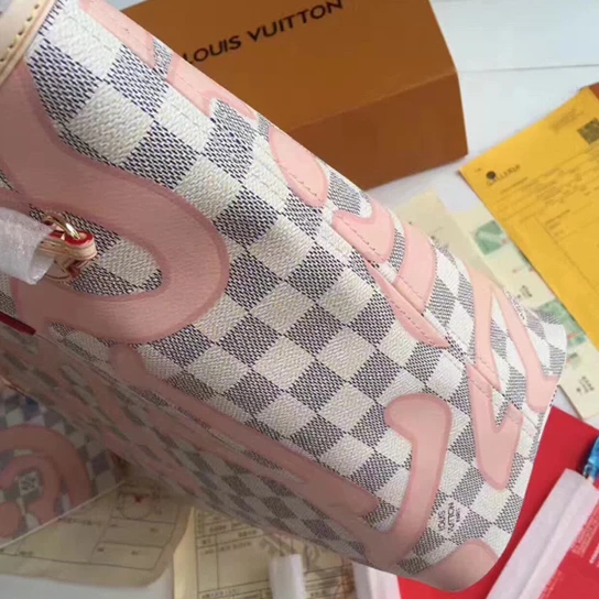 Lv belts replica Louis Vuitton N41050 Neverfull MM Shoulder Bag Damier Azur Canvas