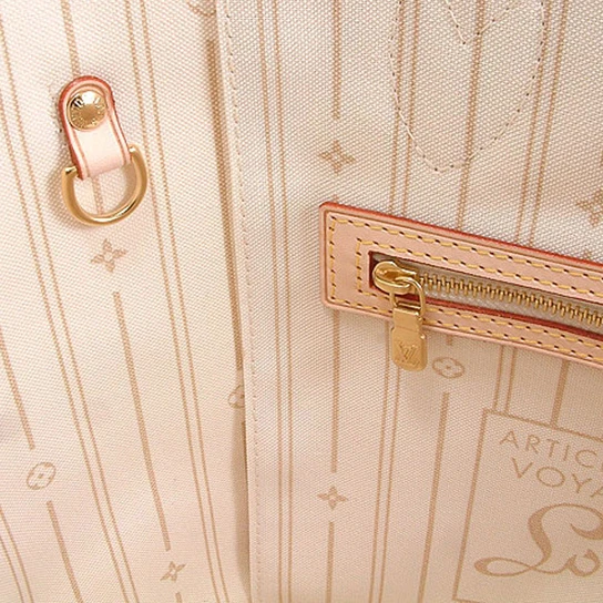 Louis vuitton locations Louis Vuitton N51107 Neverfull MM Shoulder Bag Damier Azur Canvas