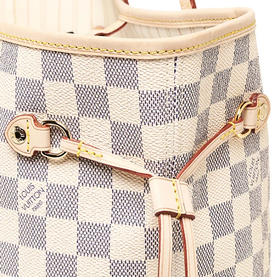 Top lv Louis Vuitton N51108 Neverfull GM Shoulder Bag Damier Azur Canvas
