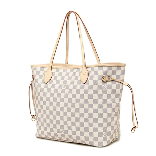 Top lv Louis Vuitton N51108 Neverfull GM Shoulder Bag Damier Azur Canvas
