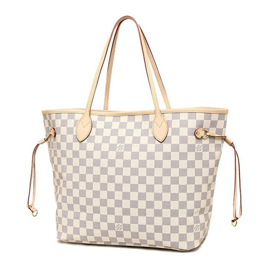 Top lv Louis Vuitton N51108 Neverfull GM Shoulder Bag Damier Azur Canvas