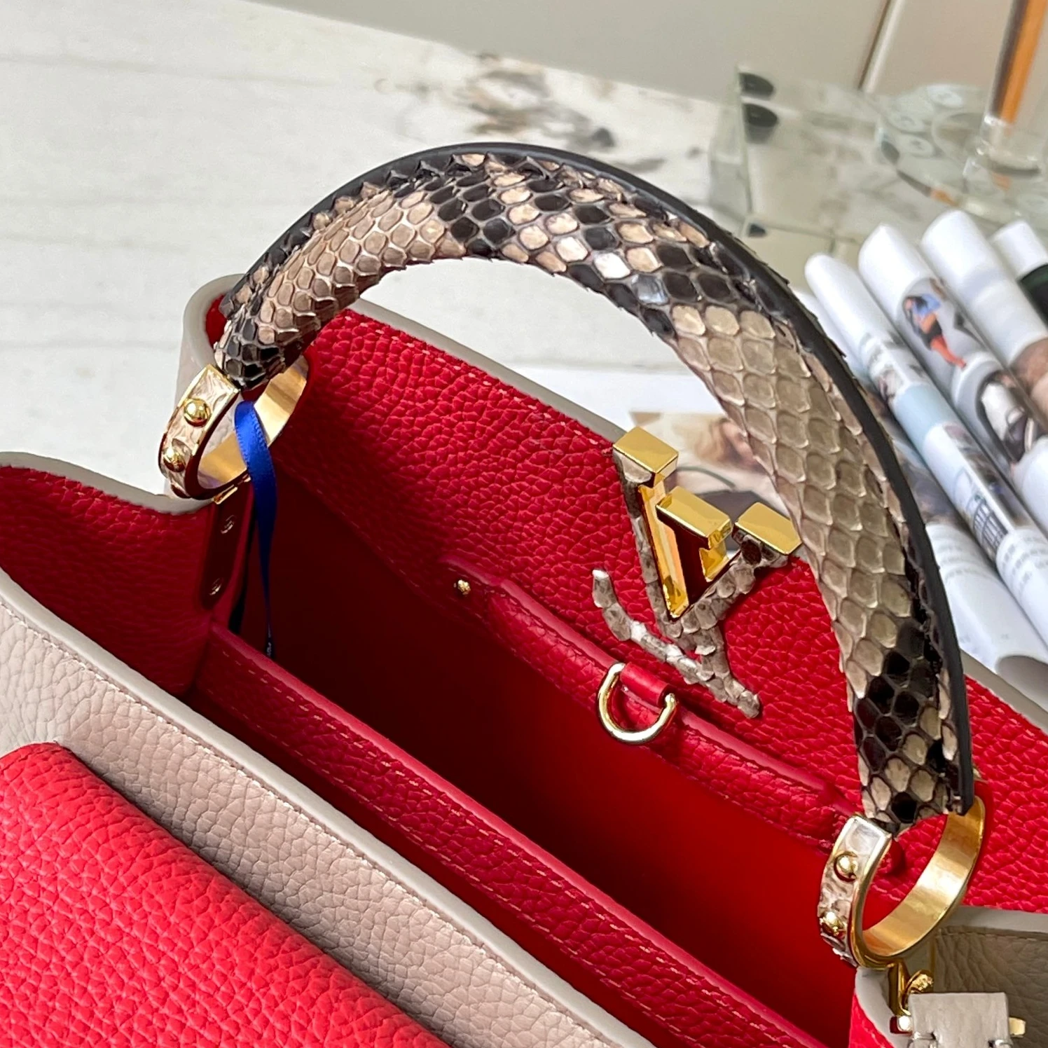 Replica bags lv Louis Vuitton N82068 Capucines BB Steeple Gray