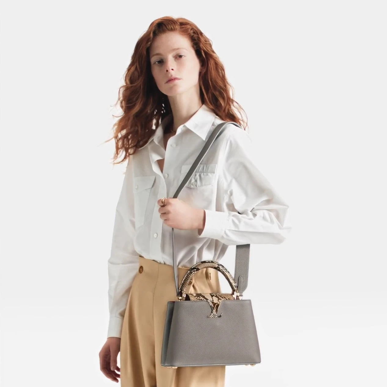 Replica bags lv Louis Vuitton N82068 Capucines BB Steeple Gray