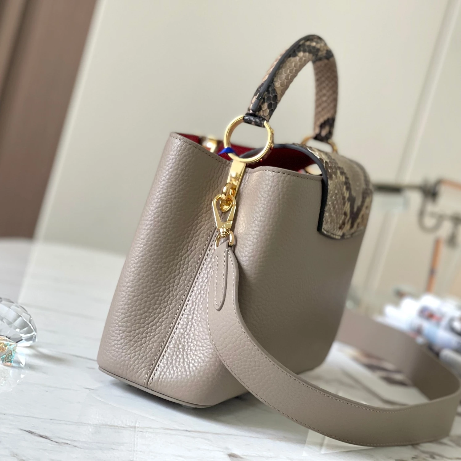 Replica bags lv Louis Vuitton N82068 Capucines BB Steeple Gray