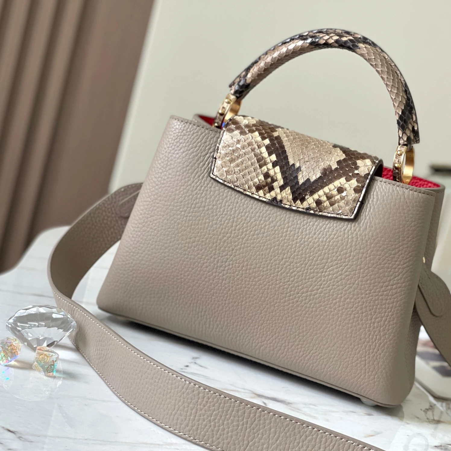 Replica bags lv Louis Vuitton N82068 Capucines BB Steeple Gray