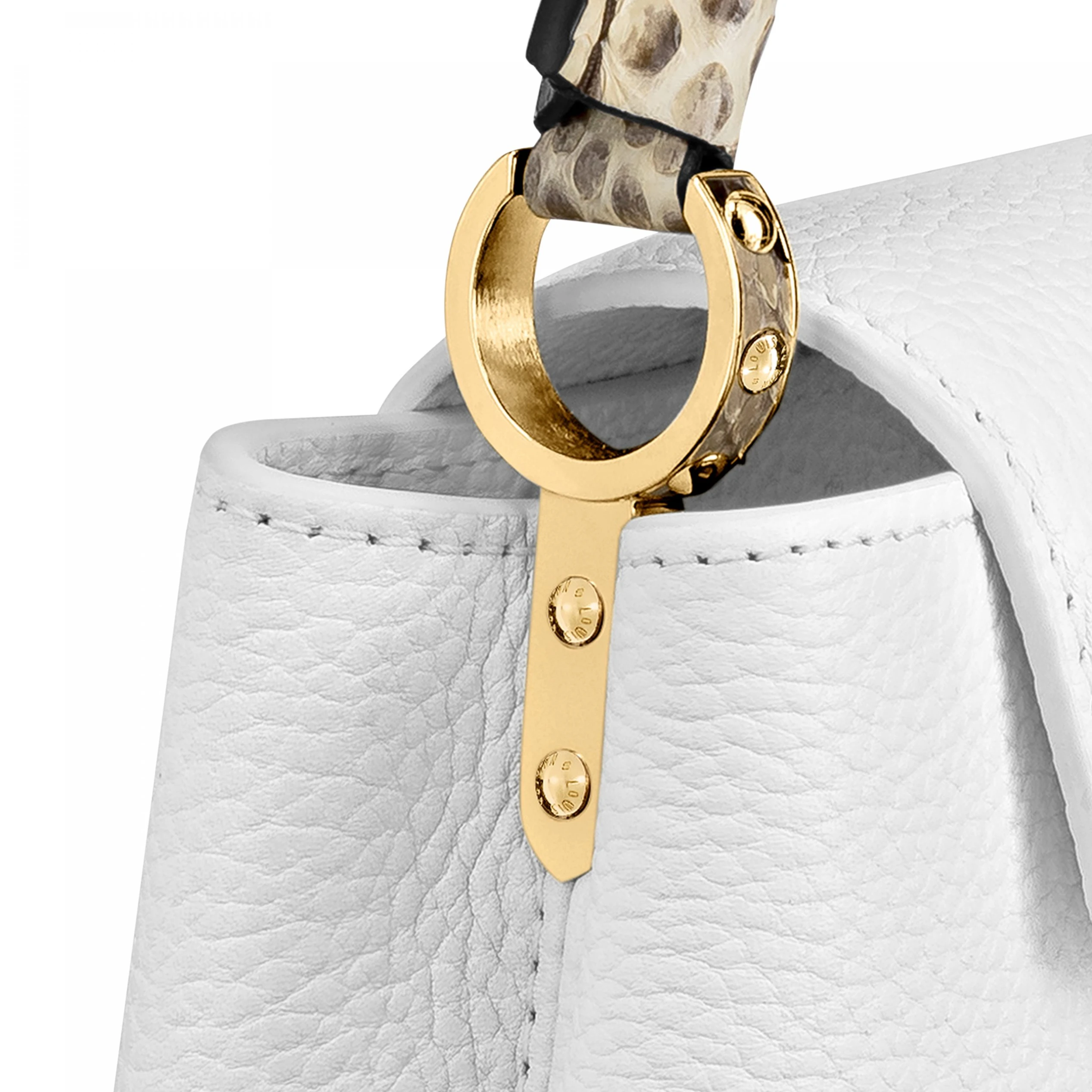 Top lv Louis Vuitton N98477 Capucines Mini Python Snow White