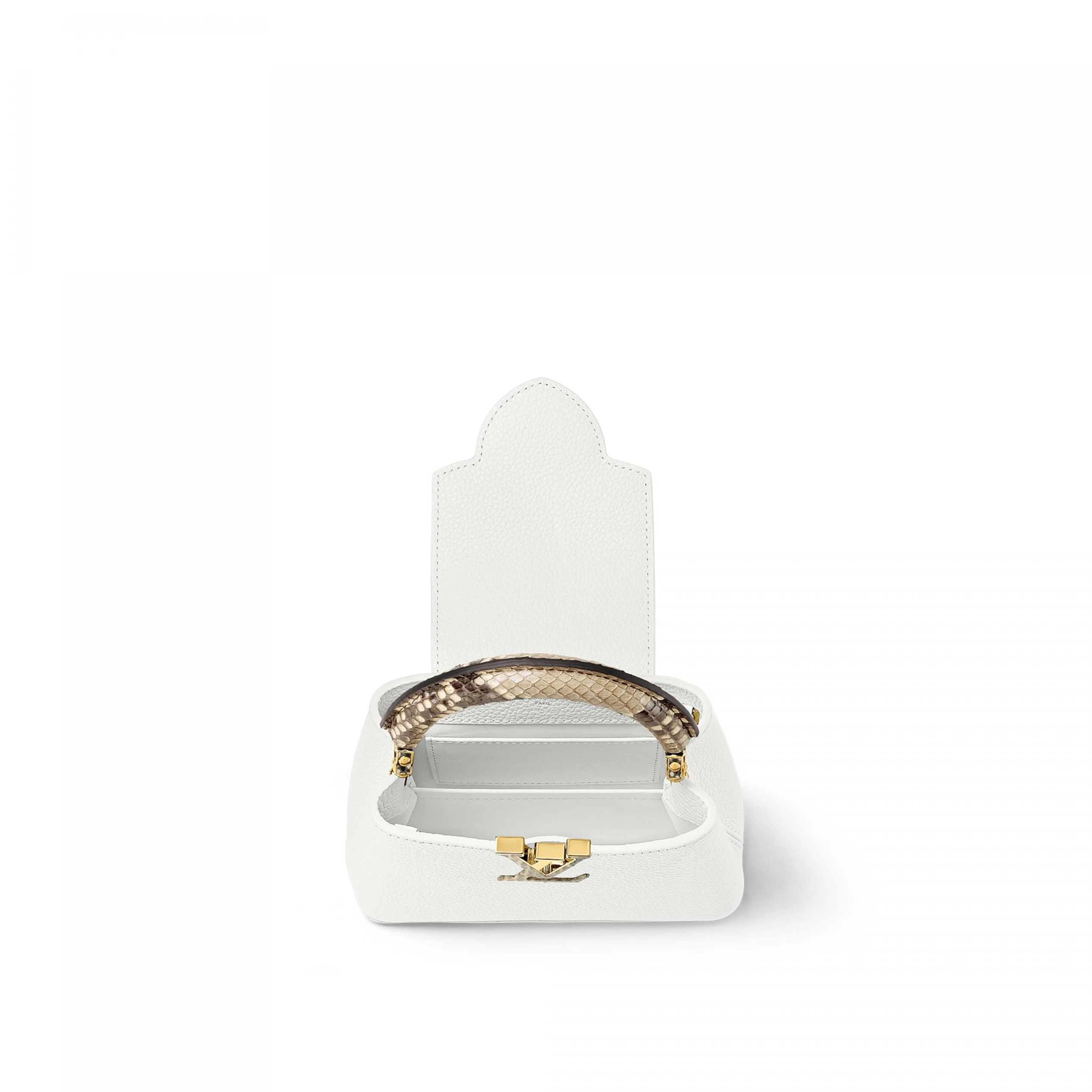 Top lv Louis Vuitton N98477 Capucines Mini Python Snow White
