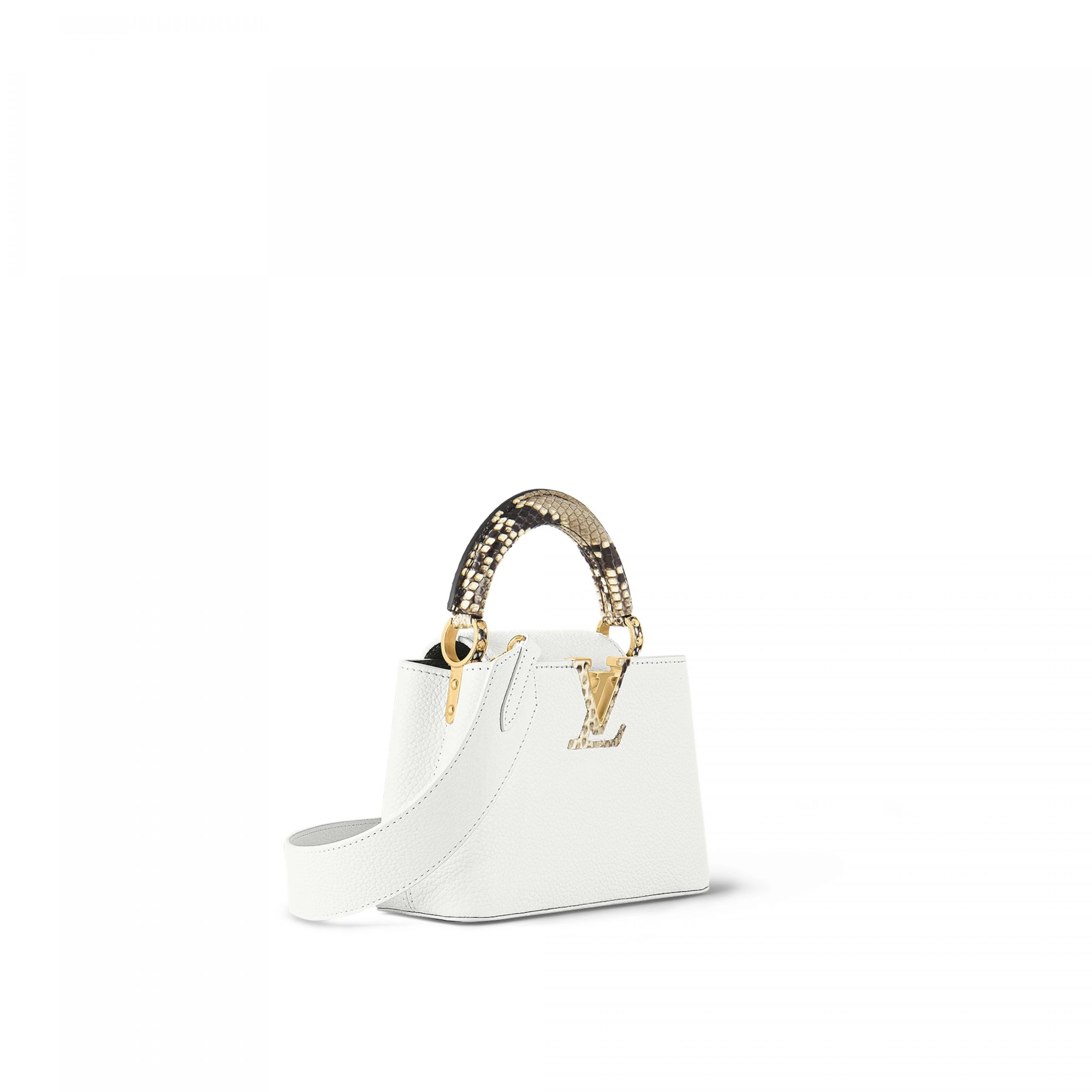 Top lv Louis Vuitton N98477 Capucines Mini Python Snow White