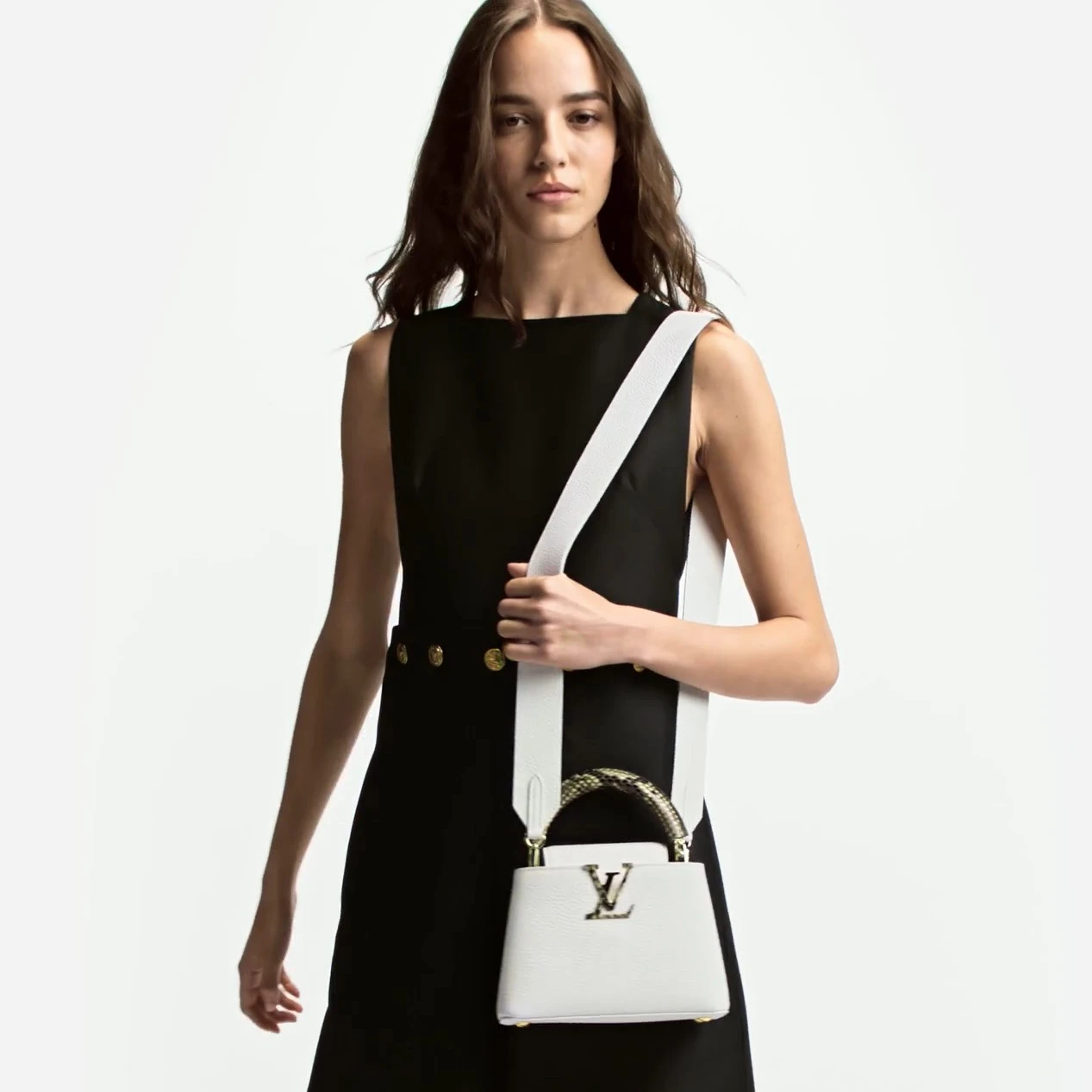 Top lv Louis Vuitton N98477 Capucines Mini Python Snow White