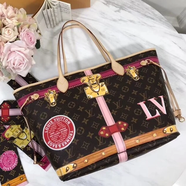 Top lv Louis Vuitton Neverfull MM Summer Trunk Monogram M41390