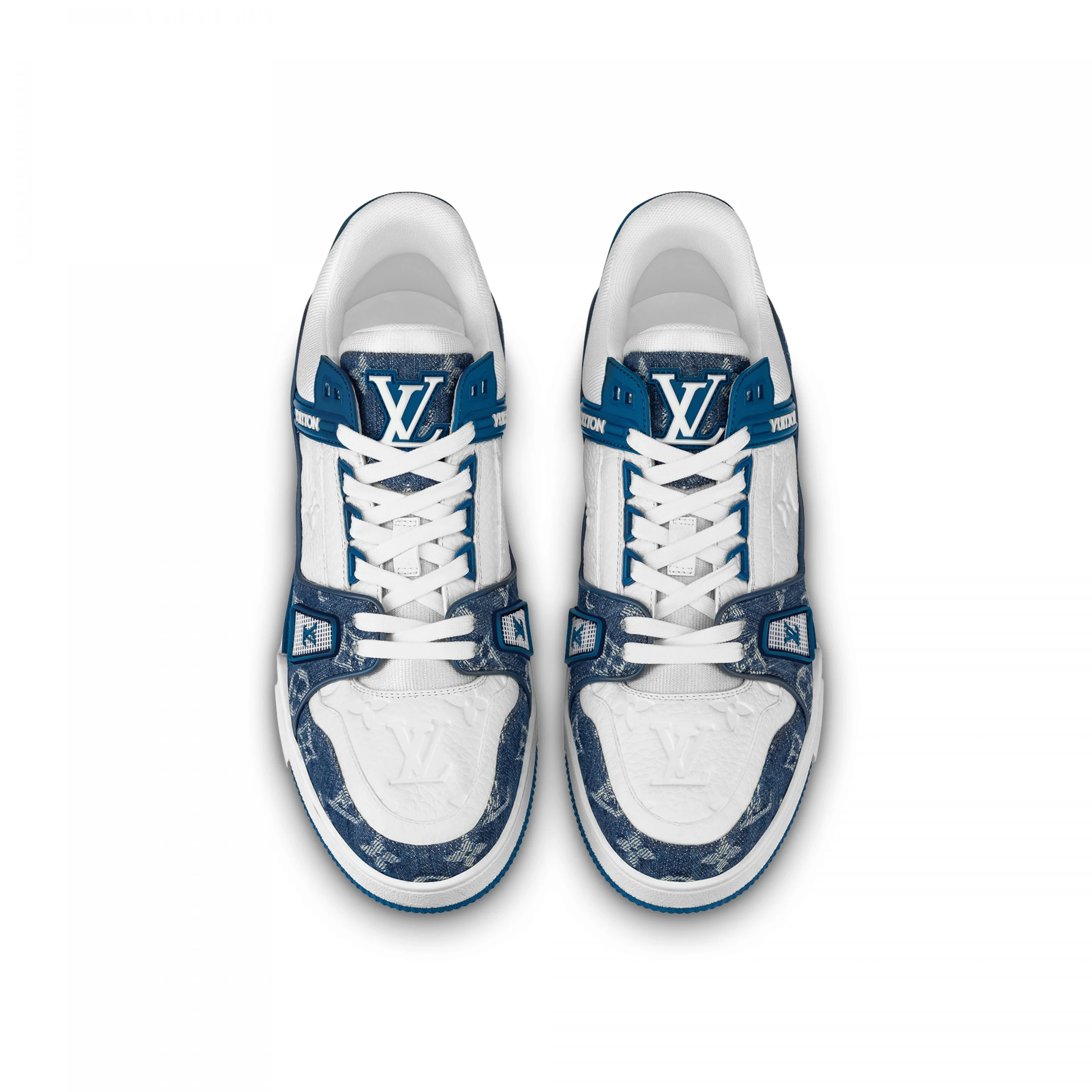 Lv belts replica Louis Vuitton Trainer Sneaker Monogram Denim White Blue 1A9JH1