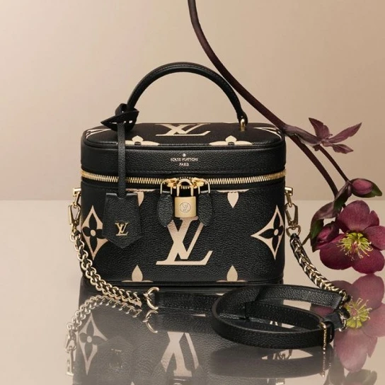 Replica bag Louis Vuitton Vanity PM Black M45780 Creme M45599