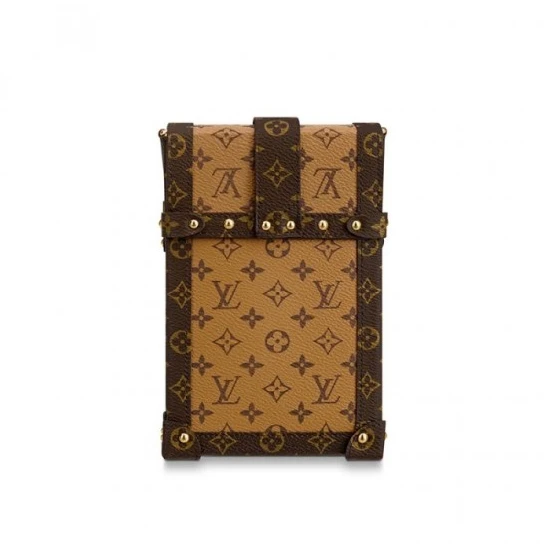 Replica bags lv Louis Vuitton Vertical Trunk Pochette Brown M67873 Black M63913