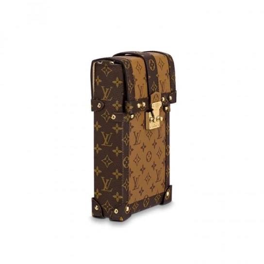 Replica bags lv Louis Vuitton Vertical Trunk Pochette Brown M67873 Black M63913