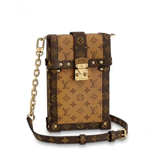 Replica bags lv Louis Vuitton Vertical Trunk Pochette Brown M67873 Black M63913