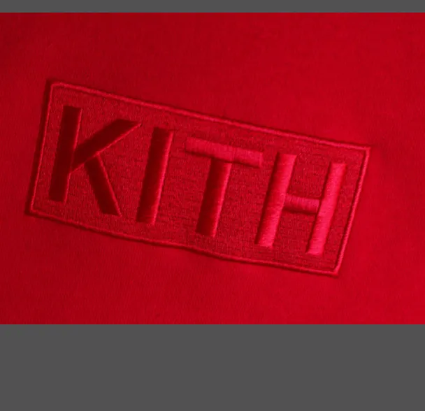 Kith Classic Logo Hoodie Classic Box Logo Velvet Hoodie Black Pink Red S M L XL