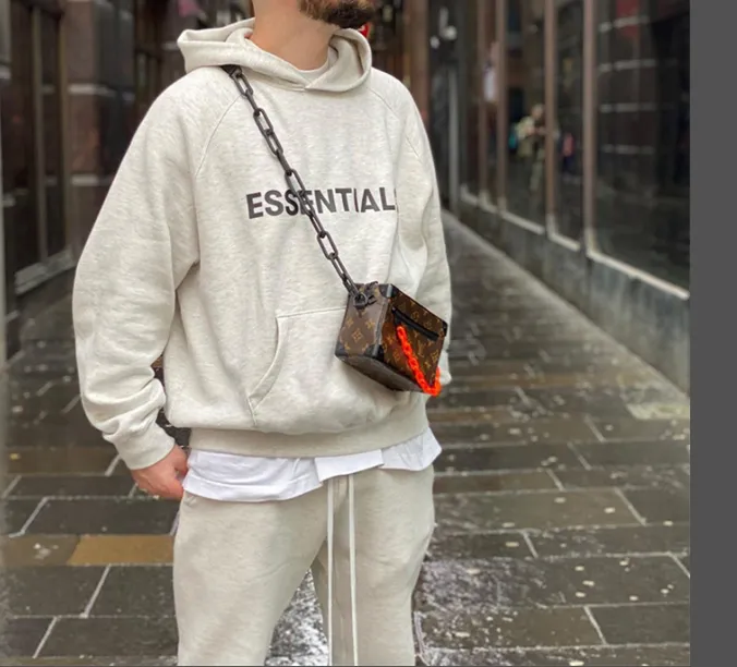 FOG FEAR OF GOD ESSENTIALS 20ss lettered logo laminated hooded sweatshirt black white apricot gray camel XS S M L XL