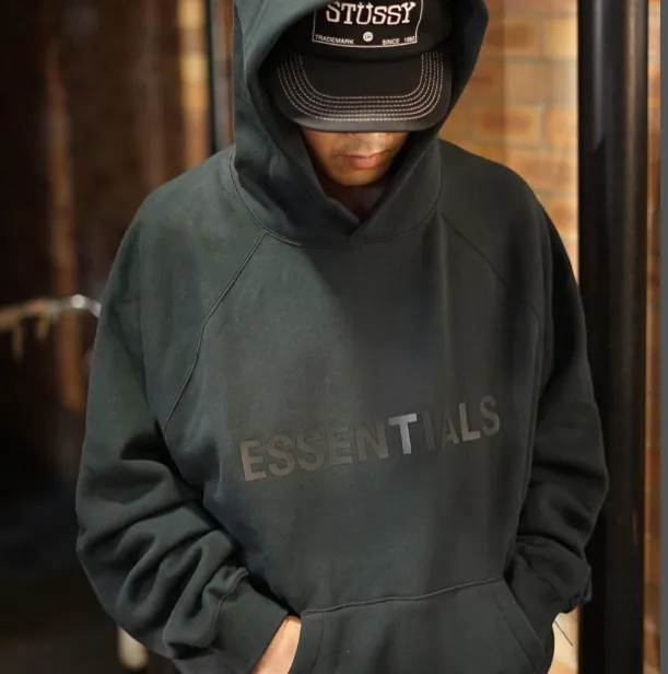 FOG FEAR OF GOD ESSENTIALS 20ss lettered logo laminated hooded sweatshirt black white apricot gray camel XS S M L XL