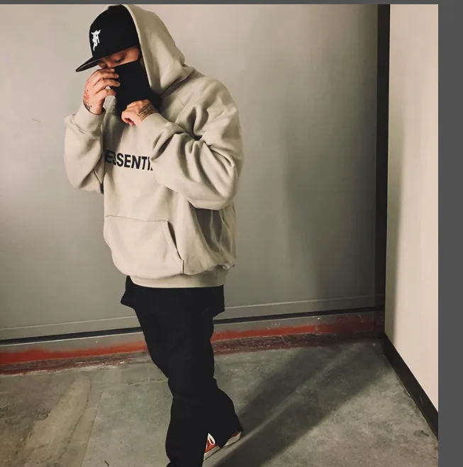 FOG FEAR OF GOD ESSENTIALS 20ss lettered logo laminated hooded sweatshirt black white apricot gray camel XS S M L XL