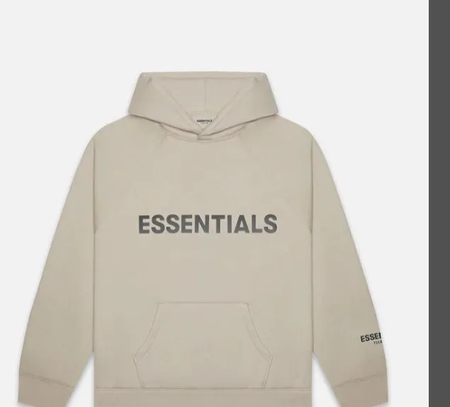 FOG FEAR OF GOD ESSENTIALS 20ss lettered logo laminated hooded sweatshirt black white apricot gray camel XS S M L XL