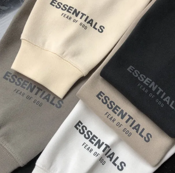 FOG FEAR OF GOD ESSENTIALS 20ss lettered logo laminated hooded sweatshirt black white apricot gray camel XS S M L XL