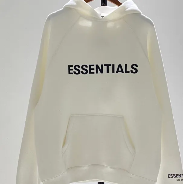 FOG FEAR OF GOD ESSENTIALS 20ss lettered logo laminated hooded sweatshirt black white apricot gray camel XS S M L XL