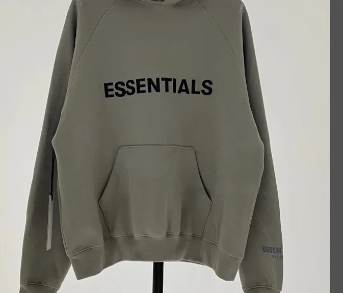 FOG FEAR OF GOD ESSENTIALS 20ss lettered logo laminated hooded sweatshirt black white apricot gray camel XS S M L XL