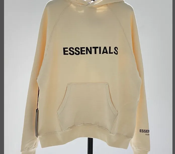 FOG FEAR OF GOD ESSENTIALS 20ss lettered logo laminated hooded sweatshirt black white apricot gray camel XS S M L XL