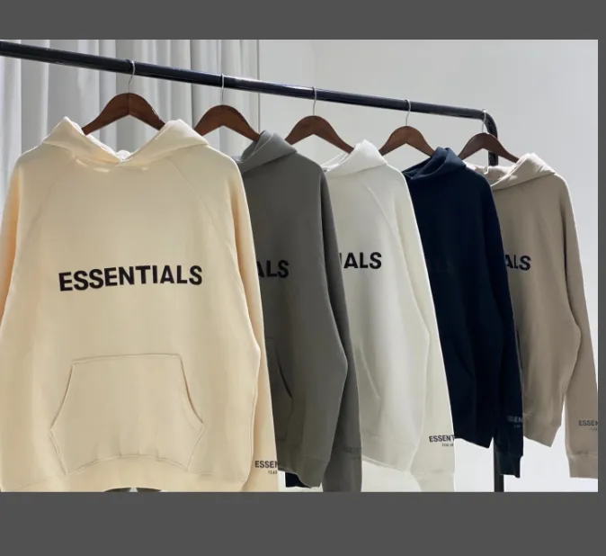 FOG FEAR OF GOD ESSENTIALS 20ss lettered logo laminated hooded sweatshirt black white apricot gray camel XS S M L XL