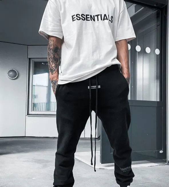 20SS FOG FEAR OF GOD ESSENTIALS 3M Reflective Letter Drawstring Pants Black White Apricot Grey Camel XS S M L XL