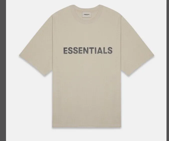 TTS Fear of God Essentials 20ss Double Line Letter Logo Printed Short sleeved T-shirt Black White Apricot Grey Camel XS S M L XL