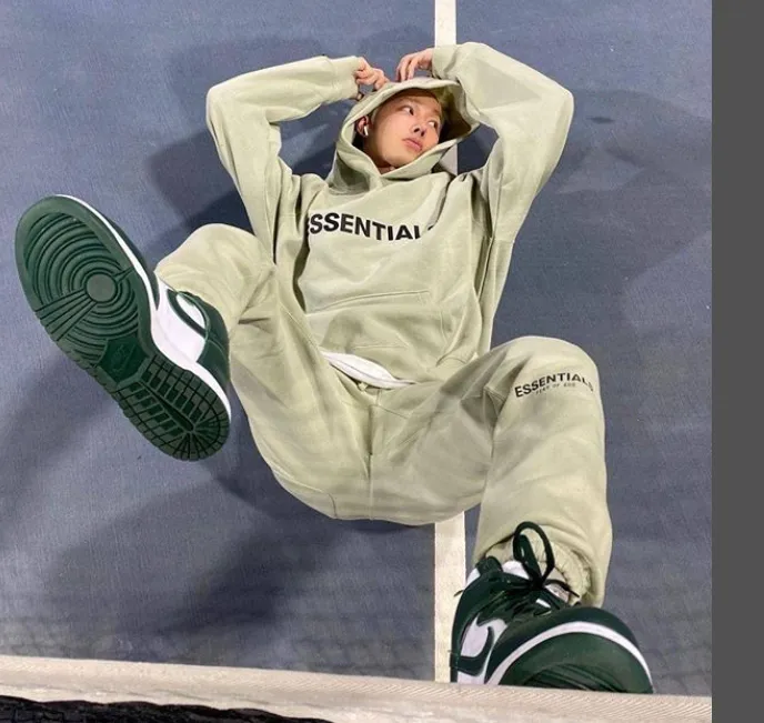 FOG FEAR OF GOD ESSENTIALS 20FW Alphabet LOGO Adhesive Hoodie Matcha Green God Grey XS S M L XL