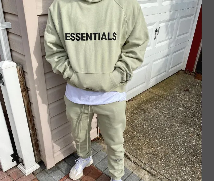 FOG FEAR OF GOD ESSENTIALS 20FW Alphabet LOGO Adhesive Hoodie Matcha Green God Grey XS S M L XL