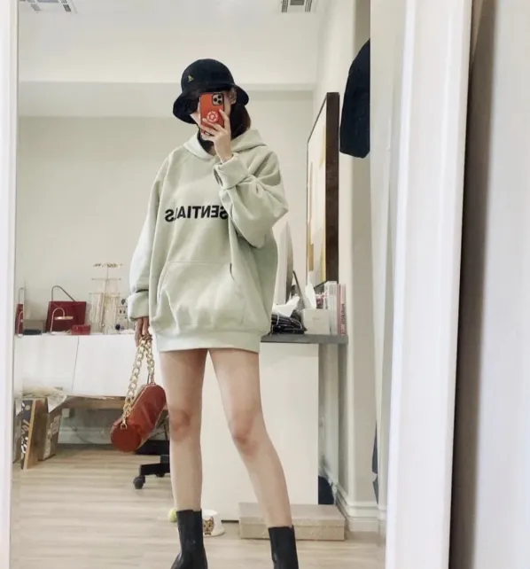 FOG FEAR OF GOD ESSENTIALS 20FW Alphabet LOGO Adhesive Hoodie Matcha Green God Grey XS S M L XL