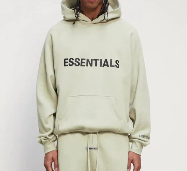 FOG FEAR OF GOD ESSENTIALS 20FW Alphabet LOGO Adhesive Hoodie Matcha Green God Grey XS S M L XL