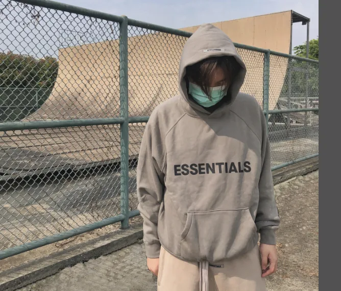 FOG FEAR OF GOD ESSENTIALS 20FW Alphabet LOGO Adhesive Hoodie Matcha Green God Grey XS S M L XL