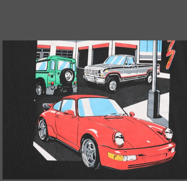 Gallery Dept Drive Thru Tee High Street Retro Back Painted Car Printed Short Sleeve T-shirt Black Brown S-XL