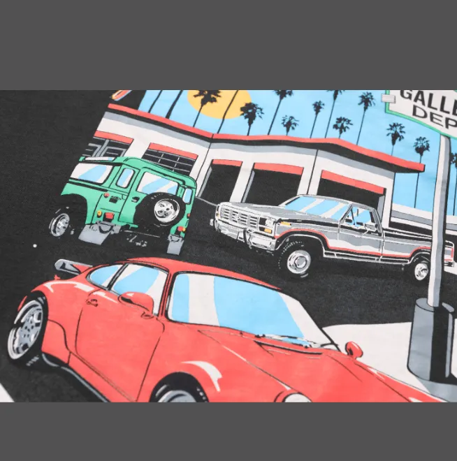 Gallery Dept Drive Thru Tee High Street Retro Back Painted Car Printed Short Sleeve T-shirt Black Brown S-XL