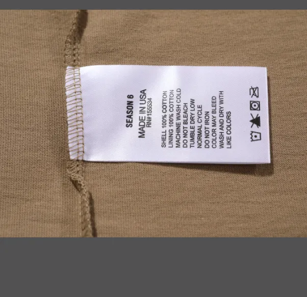 Yeezy Season 6 High Street Classic Short sleeved T-shirt Grey Card Brick Red Green Card S-XL