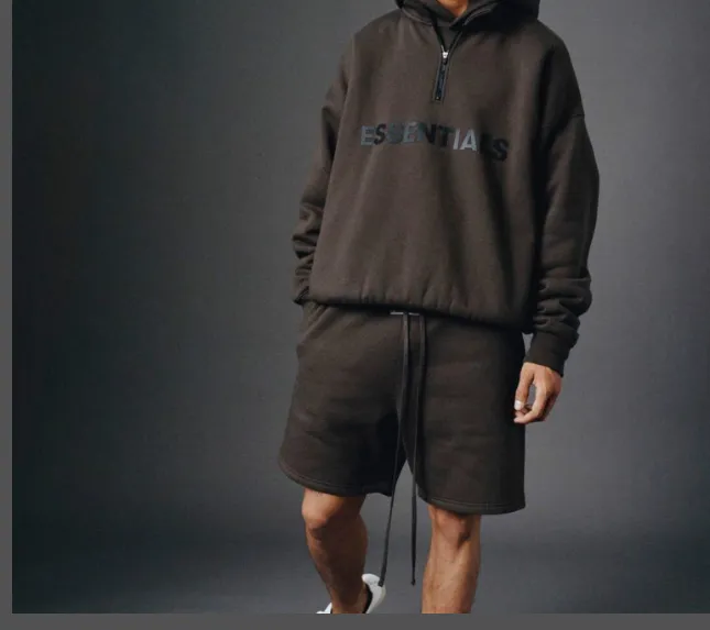 FEAR OF GOD FOG Essentials 20FW Double Line Reflective Drawstring Shorts Black Washed Water Black Rice White Rice Yellow Light Flower Grey Deep Flower Grey Camel Medium Grey Matcha Green God Grey Brown S M L XL