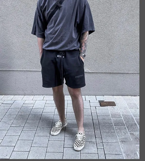 FEAR OF GOD FOG Essentials 20FW Double Line Reflective Drawstring Shorts Black Washed Water Black Rice White Rice Yellow Light Flower Grey Deep Flower Grey Camel Medium Grey Matcha Green God Grey Brown S M L XL