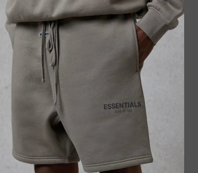 FEAR OF GOD FOG Essentials 20FW Double Line Reflective Drawstring Shorts Black Washed Water Black Rice White Rice Yellow Light Flower Grey Deep Flower Grey Camel Medium Grey Matcha Green God Grey Brown S M L XL