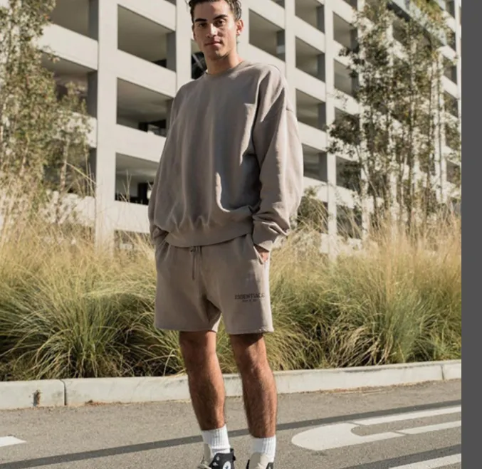 FEAR OF GOD FOG Essentials 20FW Double Line Reflective Drawstring Shorts Black Washed Water Black Rice White Rice Yellow Light Flower Grey Deep Flower Grey Camel Medium Grey Matcha Green God Grey Brown S M L XL