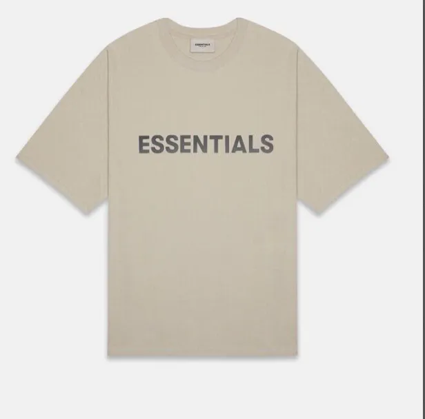 New Colors: Brown Matcha Green Navy Blue God Grey FOG Fear of God Essentials 20ss Double Line Letter LOGO Printed Short Sleeve T-shirt Black White Apricot Grey Camel S M L XL