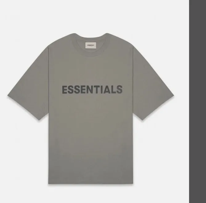 New Colors: Brown Matcha Green Navy Blue God Grey FOG Fear of God Essentials 20ss Double Line Letter LOGO Printed Short Sleeve T-shirt Black White Apricot Grey Camel S M L XL