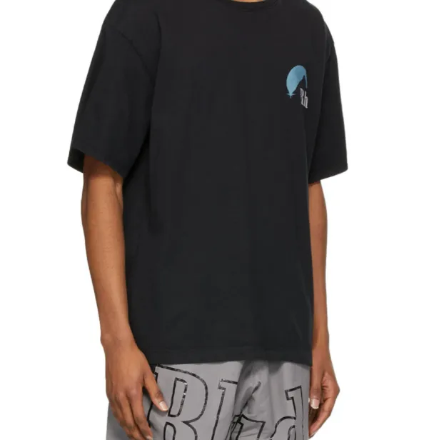 RHUDE 21ss Marlboro Snow Mountain Logo Printed High Street Short sleeved T-shirt Brown Blue S-XL